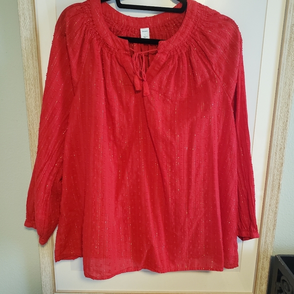 Old Navy Tops - Red Long sleeve blouse !!!!